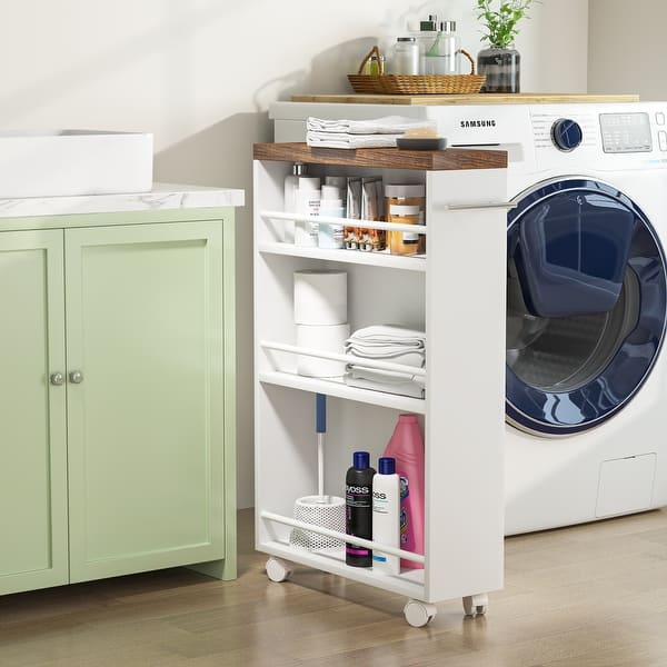 Slim storage cart with wheels