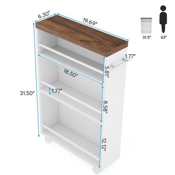 Slim storage cart with wheels