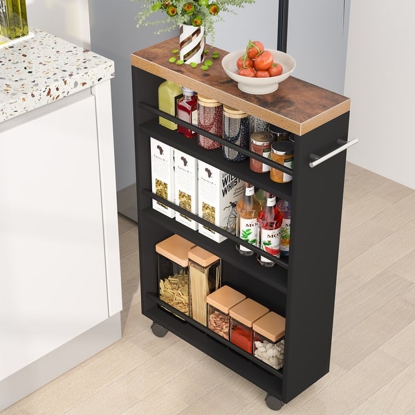 Slim storage cart with wheels