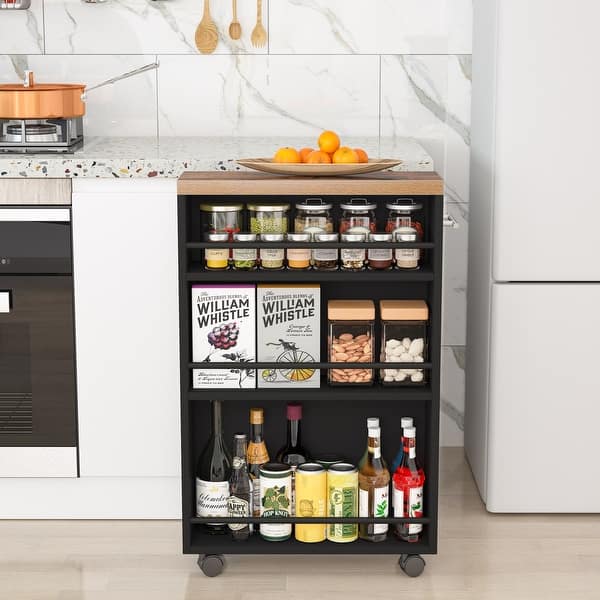 Slim storage cart with wheels
