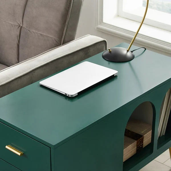 Narre green end table with storage